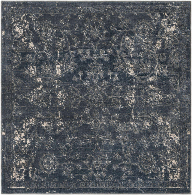 Blue 5' 3 x 5' 3 Portland Square Area Rug 85% Polypropylene & 15% Polyester Vintage Distressed Traditional Carpet for Home Decor for Sale at Rug Engine