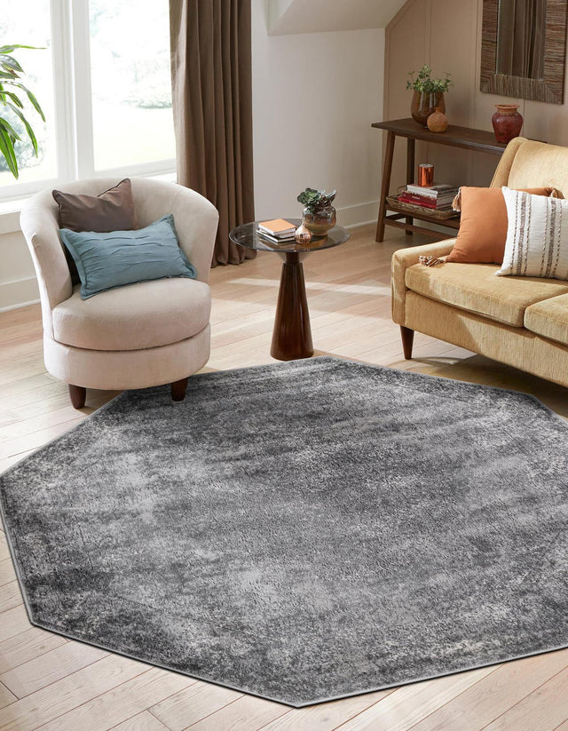 Gray 5' 3 x 5' 3 Portland Octagon Area Rug 85% Polypropylene & 15% Polyester Vintage Distressed Traditional Carpet for Home Decor for Sale at Rug Engine