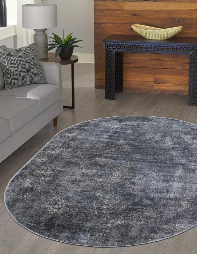 Gray 7' 10 x 10' Portland Oval Area Rug 85% Polypropylene & 15% Polyester Vintage Distressed Traditional Carpet for Home Decor for Sale at Rug Engine