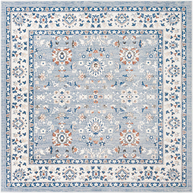 Aqua Blue 10' x 10' Charlotte Square Area Rug 100% Polypropylene With Jute Backing Traditional Classical Durable Carpet for Living Dining Office Rooms for Sale at Rug Engine