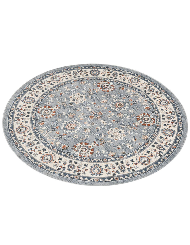 Aqua Blue 6' 1 x 6' 1 Charlotte Round Area Rug 100% Polypropylene With Jute Backing Traditional Classical Durable Carpet for Living Dining Office Rooms for Sale at Rug Engine