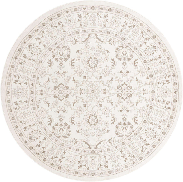 Ivory 10' x 10' Charlotte Round Area Rug 100% Polypropylene With Jute Backing Traditional Classical Durable Carpet for Living Dining Office Rooms for Sale at Rug Engine
