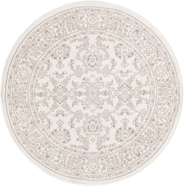 Ivory 4' 1 x 4' 1 Charlotte Round Area Rug 100% Polypropylene With Jute Backing Traditional Classical Durable Carpet for Living Dining Office Rooms for Sale at Rug Engine