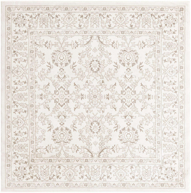 Ivory 6' 1 x 6' 1 Charlotte Square Area Rug 100% Polypropylene With Jute Backing Traditional Classical Durable Carpet for Living Dining Office Rooms for Sale at Rug Engine