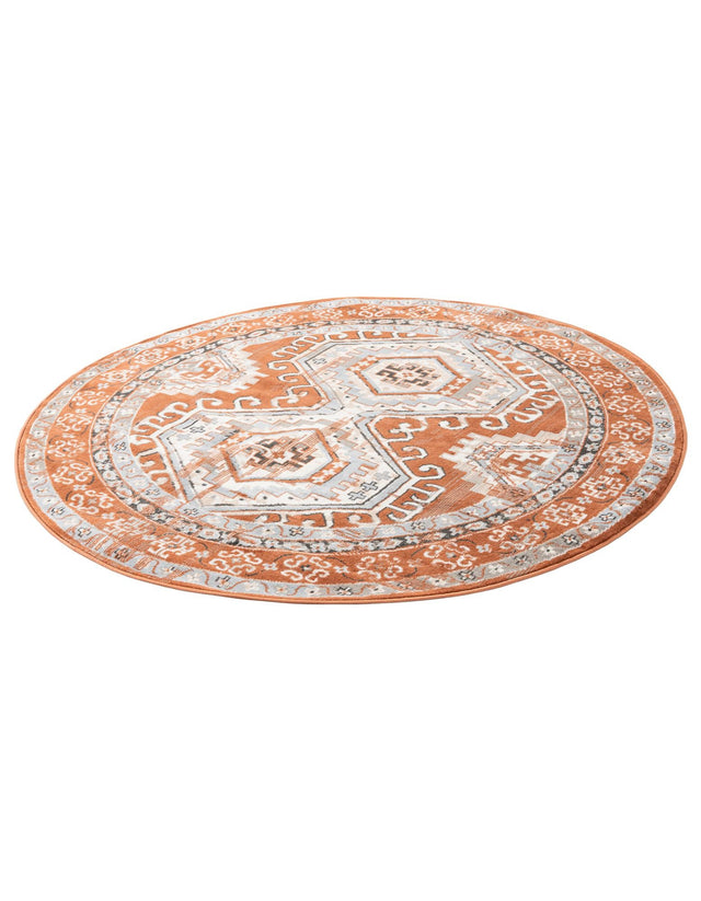 Terracotta 6' 1 x 6' 1 Charlotte Round Area Rug 100% Polypropylene With Jute Backing Traditional Classical Durable Carpet for Living Dining Office Rooms for Sale at Rug Engine