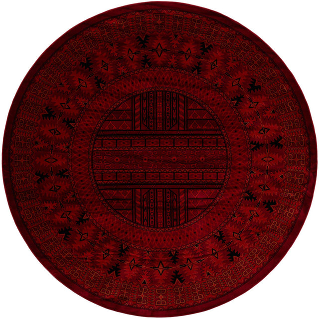 Red 10' x 10' Tekke Round Area Rug Classic Traditional Vintage Design Carpet for Living Rooms, Dining, Bedrooms, Office Space for Sale at Rug Engine