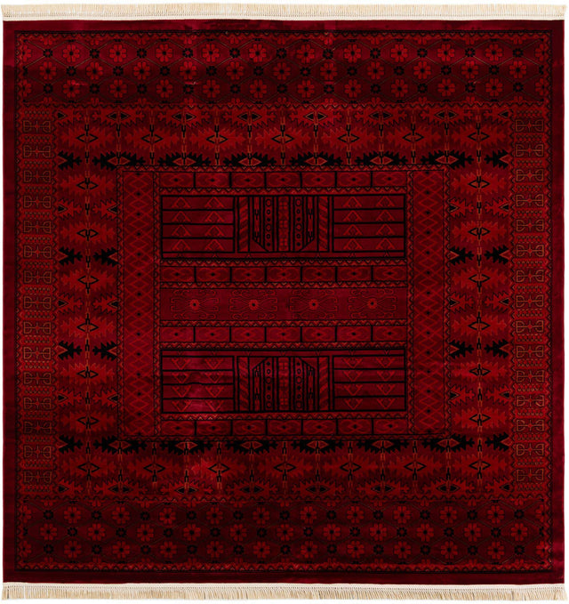 Red 10' x 10' Tekke Square Area Rug Classic Traditional Vintage Design Carpet for Living Rooms, Dining, Bedrooms, Office Space for Sale at Rug Engine
