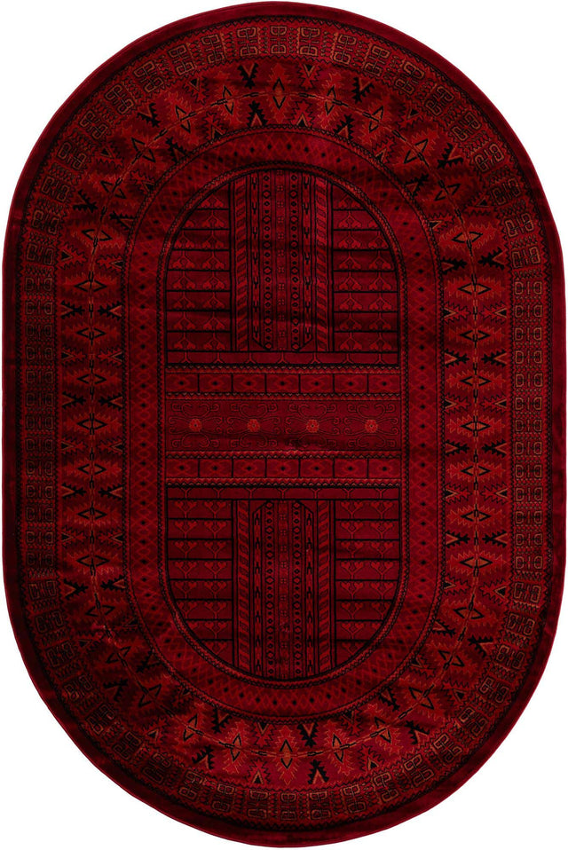 Red 6' 1 x 9' Tekke Oval Area Rug Classic Traditional Vintage Design Carpet for Living Rooms, Dining, Bedrooms, Office Space for Sale at Rug Engine