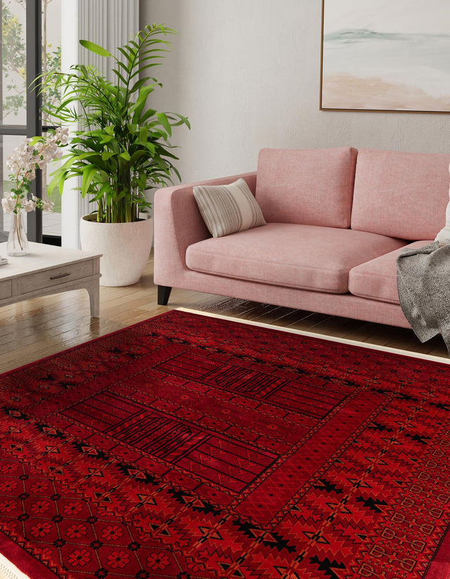 Red 5' 3 x 5' 3 Tekke Square Area Rug Classic Traditional Vintage Design Carpet for Living Rooms, Dining, Bedrooms, Office Space for Sale at Rug Engine