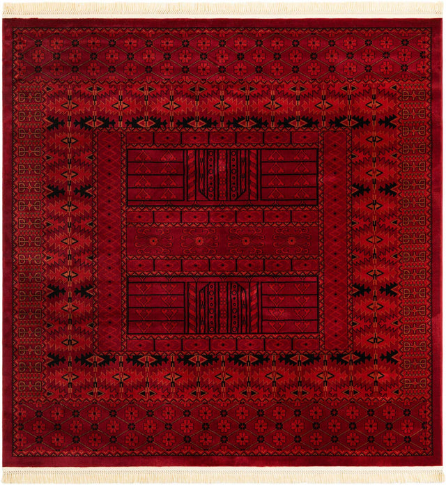 Red 7' 10 x 7' 10 Tekke Square Area Rug Classic Traditional Vintage Design Carpet for Living Rooms, Dining, Bedrooms, Office Space for Sale at Rug Engine