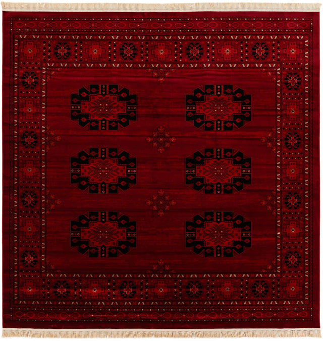 Red 10' x 10' Tekke Square Area Rug Classic Traditional Vintage Design Carpet for Living Rooms, Dining, Bedrooms, Office Space for Sale at Rug Engine