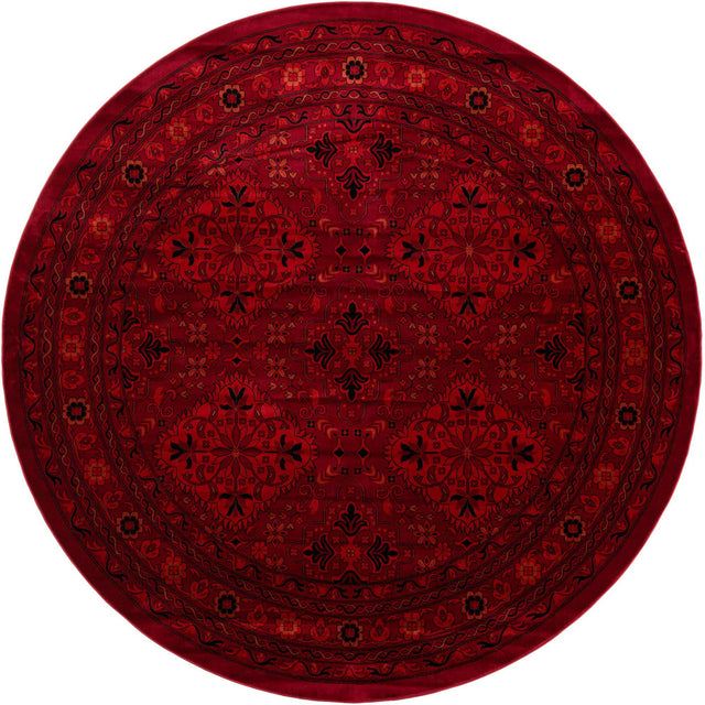 Red 10' x 10' Tekke Round Area Rug Classic Traditional Vintage Design Carpet for Living Rooms, Dining, Bedrooms, Office Space for Sale at Rug Engine