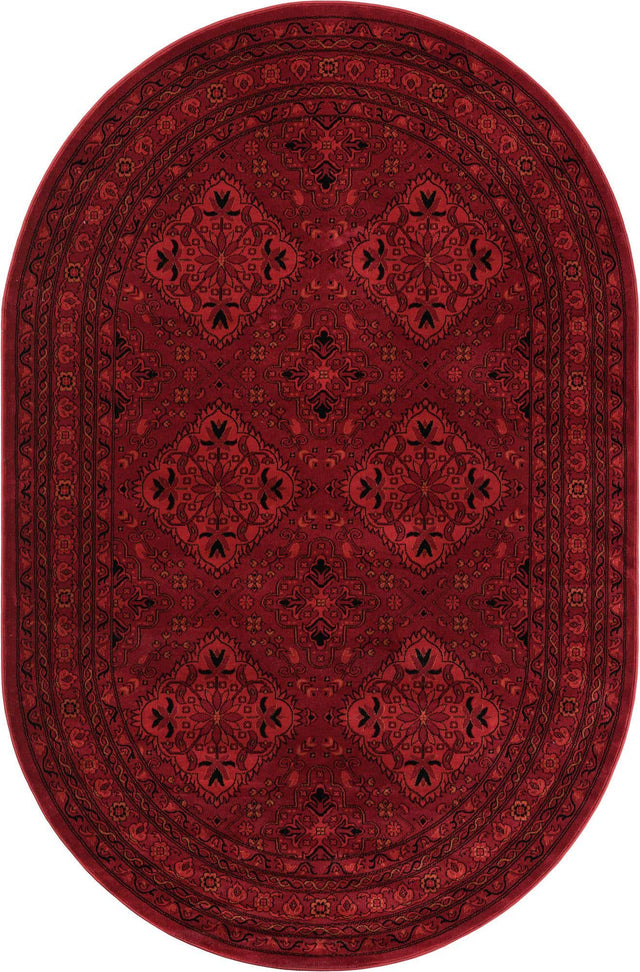 Red 6' 1 x 9' Tekke Oval Area Rug Classic Traditional Vintage Design Carpet for Living Rooms, Dining, Bedrooms, Office Space for Sale at Rug Engine