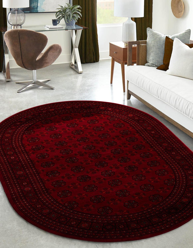 Red 3' 1 x 5' 3 Tekke Oval Area Rug Classic Traditional Vintage Design Carpet for Living Rooms, Dining, Bedrooms, Office Space for Sale at Rug Engine