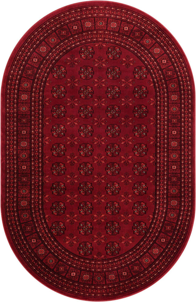 Red 5' 3 x 8' Tekke Oval Area Rug Classic Traditional Vintage Design Carpet for Living Rooms, Dining, Bedrooms, Office Space for Sale at Rug Engine