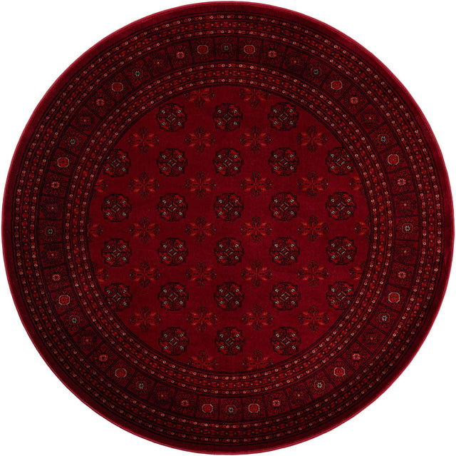 Red 6' 1 x 6' 1 Tekke Round Area Rug Classic Traditional Vintage Design Carpet for Living Rooms, Dining, Bedrooms, Office Space for Sale at Rug Engine