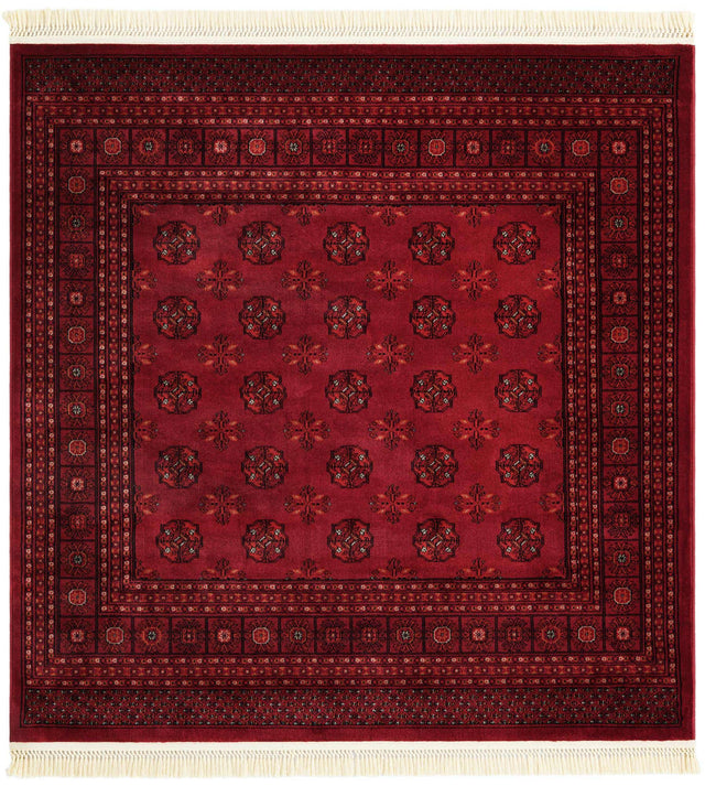 Red 6' 1 x 6' 1 Tekke Square Area Rug Classic Traditional Vintage Design Carpet for Living Rooms, Dining, Bedrooms, Office Space for Sale at Rug Engine