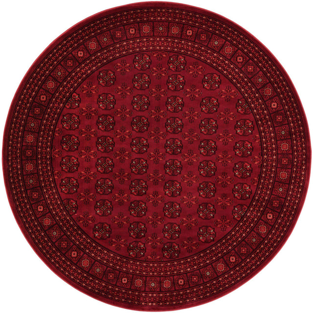 Red 7' 10 x 7' 10 Tekke Round Area Rug Classic Traditional Vintage Design Carpet for Living Rooms, Dining, Bedrooms, Office Space for Sale at Rug Engine