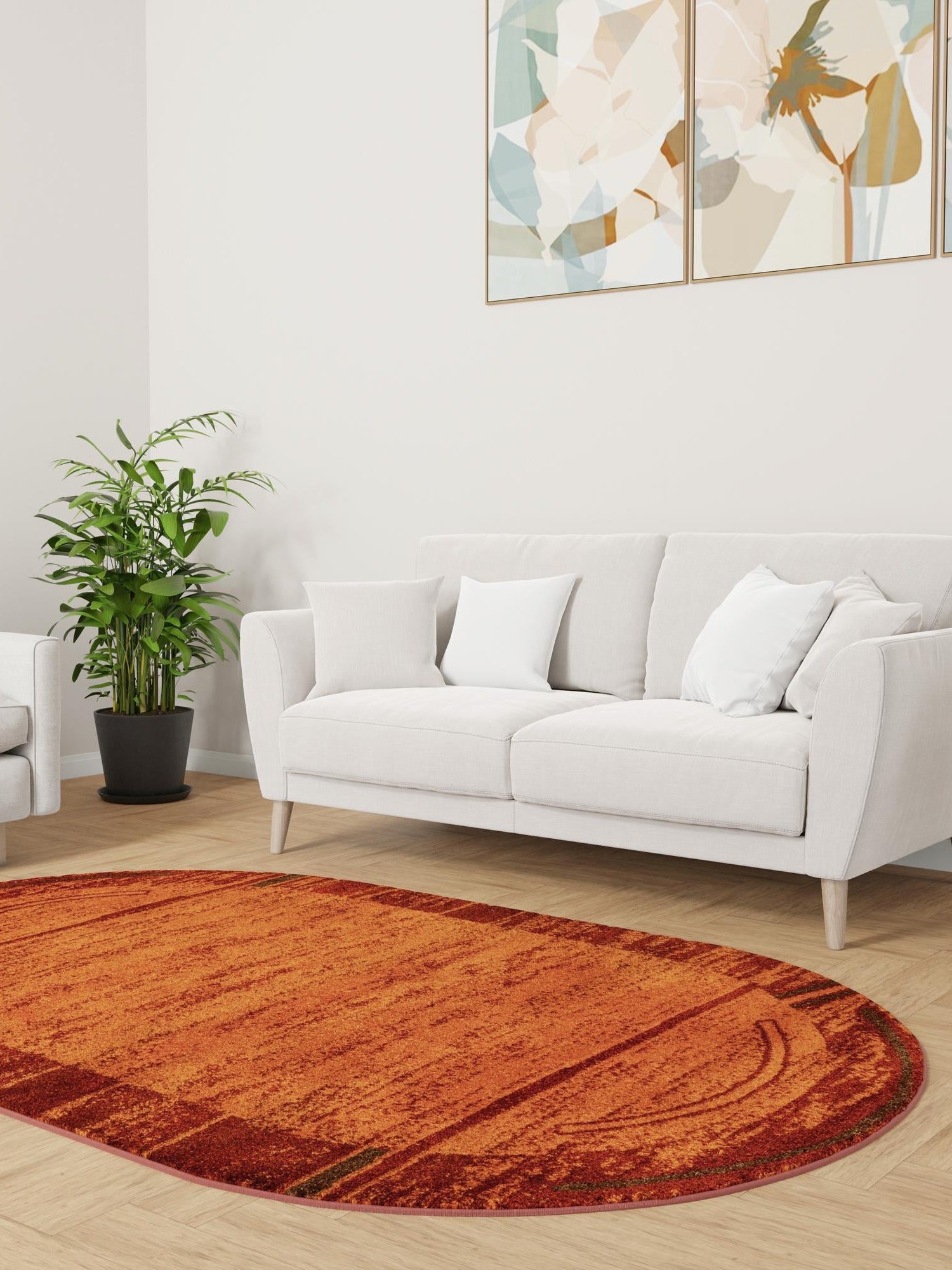 Terracotta 5' 3 x 8' Autumn Oval Area Rug 100% Polypropylene Durable Jute Backing Living Dining Room Bedroom Office Modern Decor Carpet for Sale at Rug Engine