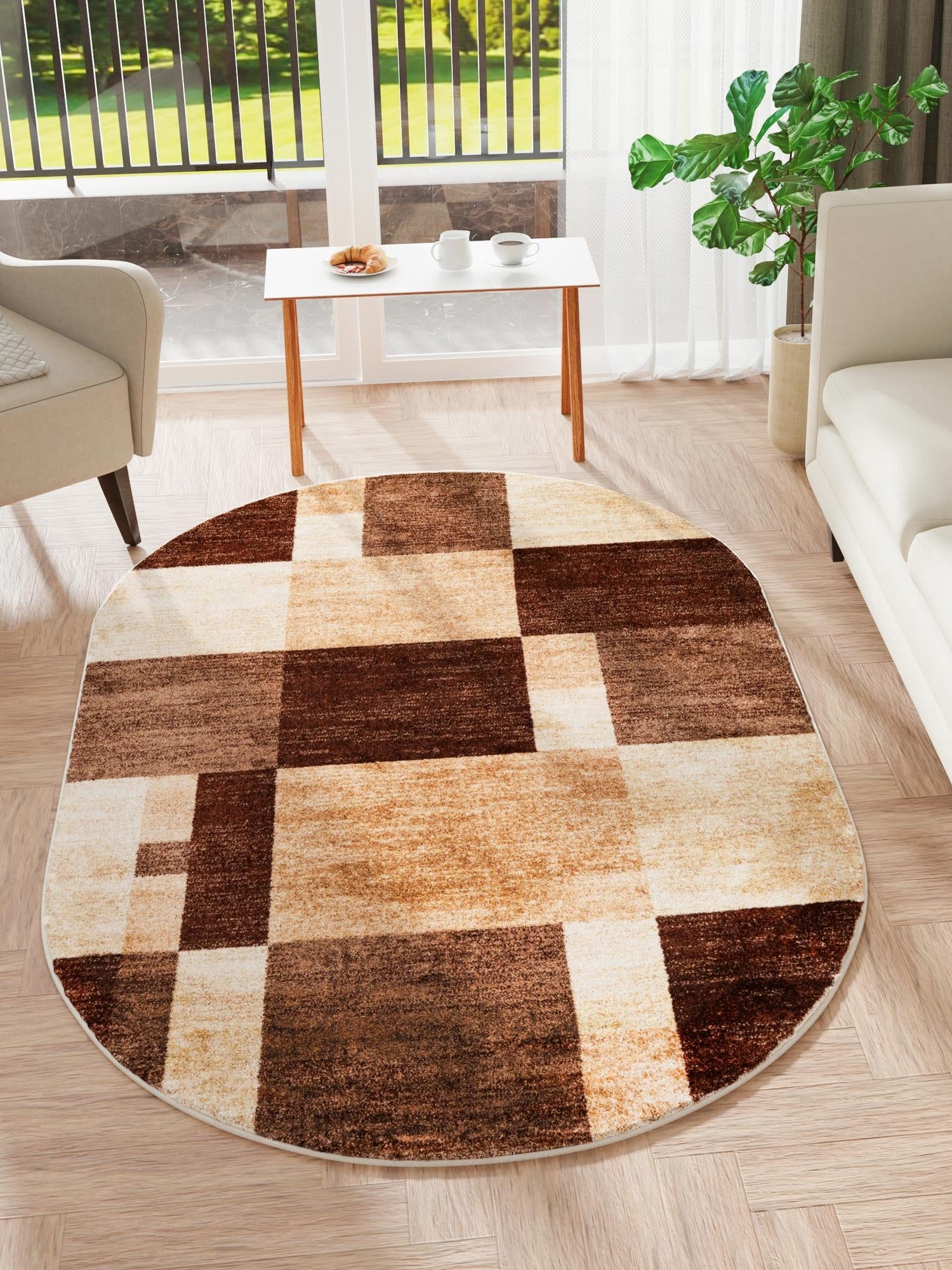 Light Brown 5' 3 x 8' Autumn Oval Area Rug 100% Polypropylene Durable Jute Backing Living Dining Room Bedroom Office Modern Decor Carpet for Sale at Rug Engine