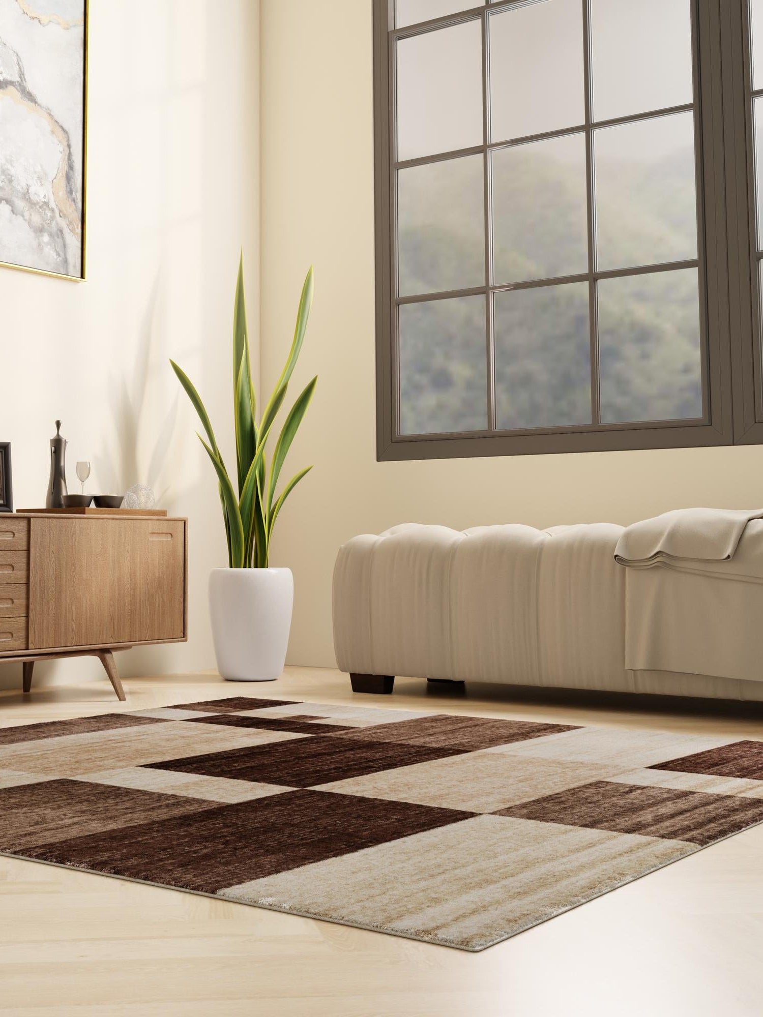 Light Brown 5' 3 x 5' 3 Autumn Square Area Rug 100% Polypropylene Durable Jute Backing Living Dining Room Bedroom Office Modern Decor Carpet for Sale at Rug Engine