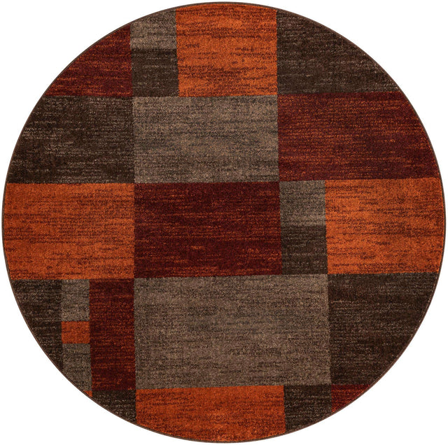 Multicolor 6' 1 x 6' 1 Autumn Round Area Rug 100% Polypropylene Durable Jute Backing Living Dining Room Bedroom Office Modern Decor Carpet for Sale at Rug Engine