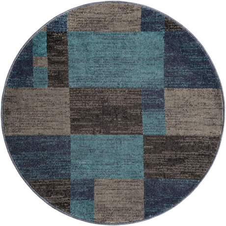 Blue Gray 4' 1 x 4' 1 Autumn Round Area Rug 100% Polypropylene Durable Jute Backing Living Dining Room Bedroom Office Modern Decor Carpet for Sale at Rug Engine