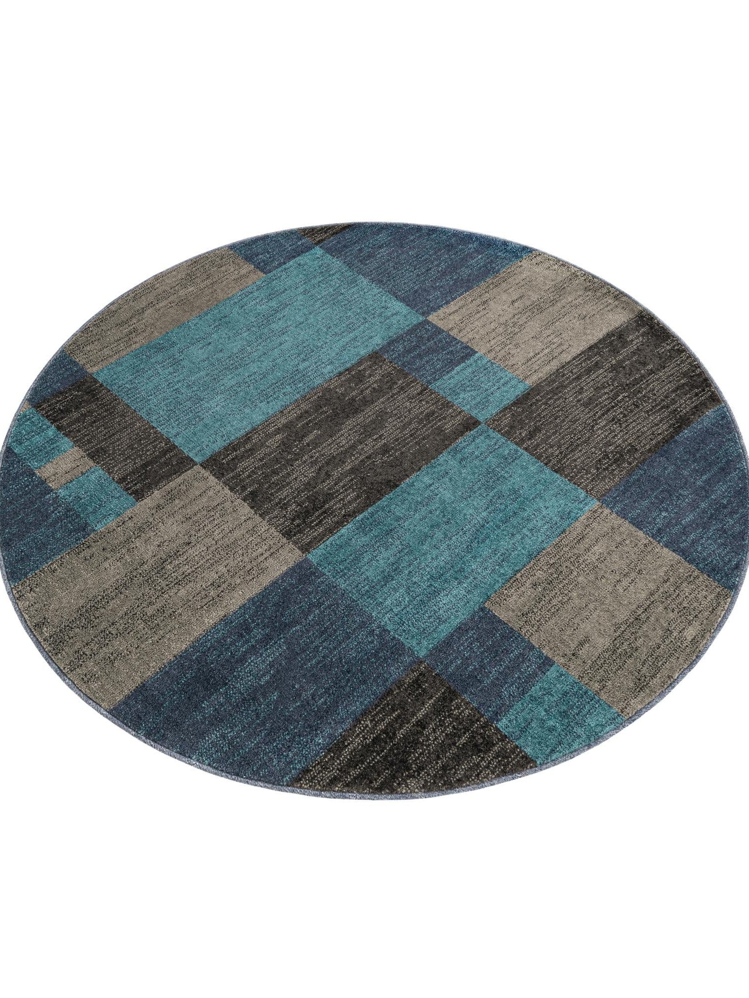 Blue Gray 6' 1 x 6' 1 Autumn Round Area Rug 100% Polypropylene Durable Jute Backing Living Dining Room Bedroom Office Modern Decor Carpet for Sale at Rug Engine
