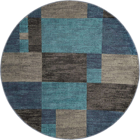 Blue Gray 6' 1 x 6' 1 Autumn Round Area Rug 100% Polypropylene Durable Jute Backing Living Dining Room Bedroom Office Modern Decor Carpet for Sale at Rug Engine