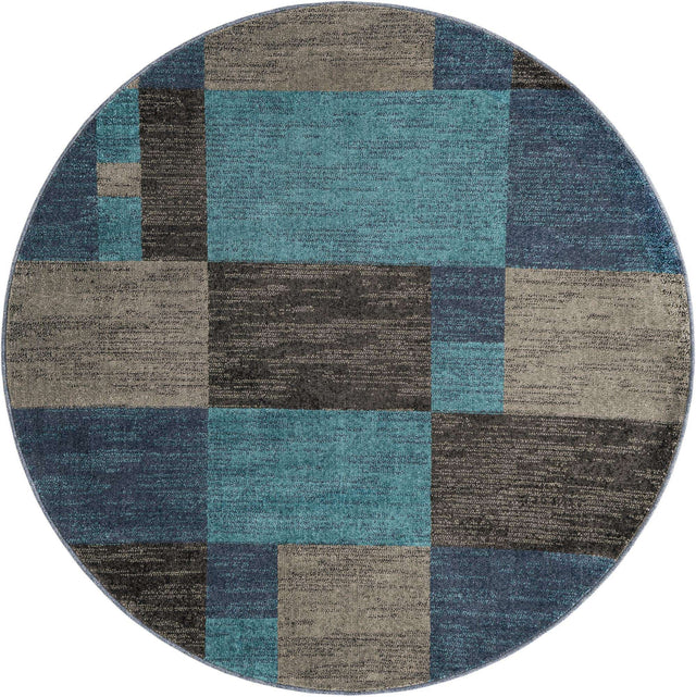 Blue Gray 6' 1 x 6' 1 Autumn Round Area Rug 100% Polypropylene Durable Jute Backing Living Dining Room Bedroom Office Modern Decor Carpet for Sale at Rug Engine
