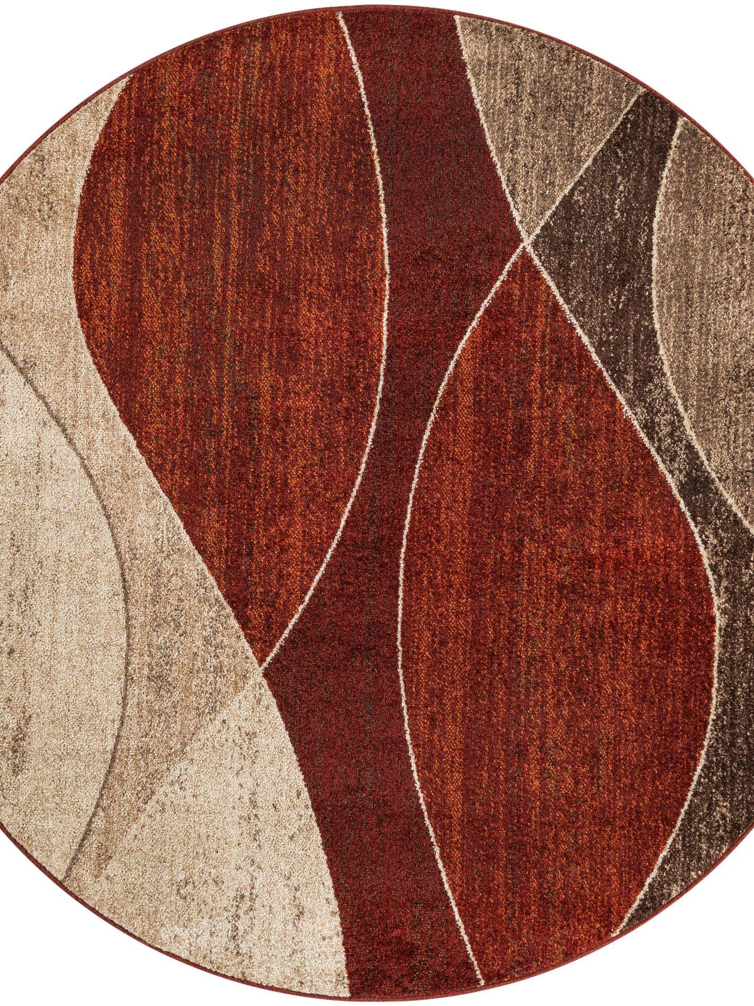 Multicolor 6' 1 x 6' 1 Autumn Round Area Rug 100% Polypropylene Durable Jute Backing Living Dining Room Bedroom Office Modern Decor Carpet for Sale at Rug Engine
