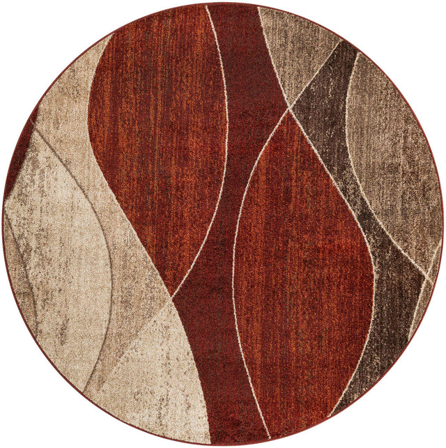 Multicolor 6' 1 x 6' 1 Autumn Round Area Rug 100% Polypropylene Durable Jute Backing Living Dining Room Bedroom Office Modern Decor Carpet for Sale at Rug Engine