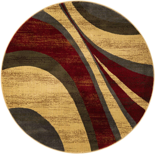 Beige 5' 3 x 5' 3 Barista Round Area Rug 100% Polypropylene Abstract Modern Geometric Carpet for Living Room Dining Office Dorm Room Decor for Sale at Rug Engine