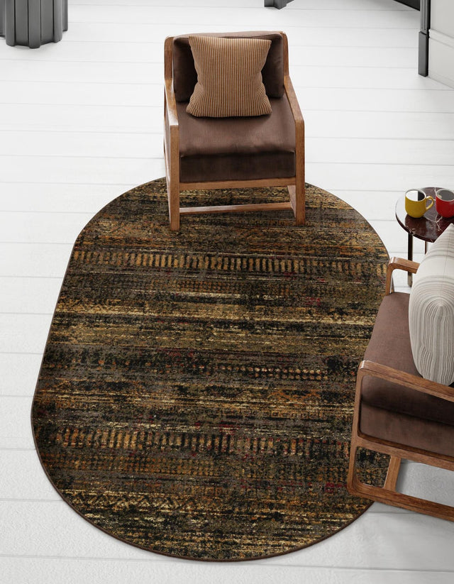Blue 5' 3 x 8' Saturn Oval Area Rug Stain Resistant Easy Clean Classic Vintage Design Durable Carpet for Affordable Home Interiors for Sale at Rug Engine