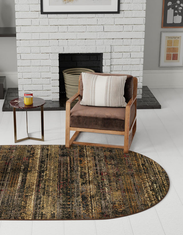 Blue 5' 3 x 8' Saturn Oval Area Rug Stain Resistant Easy Clean Classic Vintage Design Durable Carpet for Affordable Home Interiors for Sale at Rug Engine