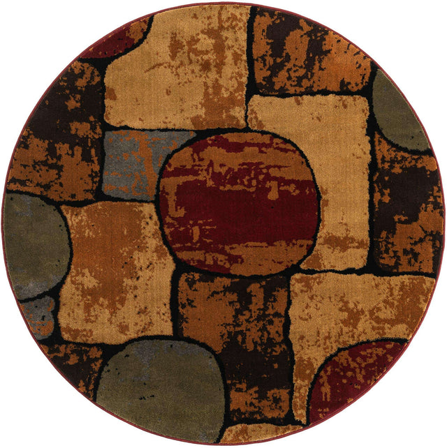 Multicolor 5' 3 x 5' 3 Cafe Round Area Rug 100% Polypropylene With Cotton Backing Modern Abstract Design Carpet for Home Living Room Dining Office Decor for Sale at Rug Engine
