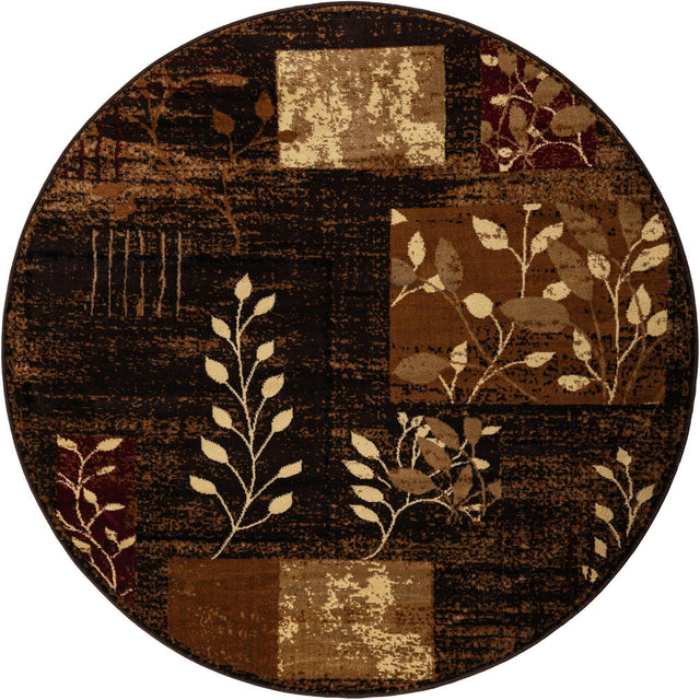 Brown 5' 3 x 5' 3 Cafe Round Area Rug 100% Polypropylene With Cotton Backing Modern Abstract Design Carpet for Home Living Room Dining Office Decor for Sale at Rug Engine