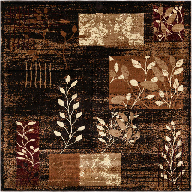 Brown 6' 1 x 6' 1 Cafe Square Area Rug 100% Polypropylene With Cotton Backing Modern Abstract Design Carpet for Home Living Room Dining Office Decor for Sale at Rug Engine