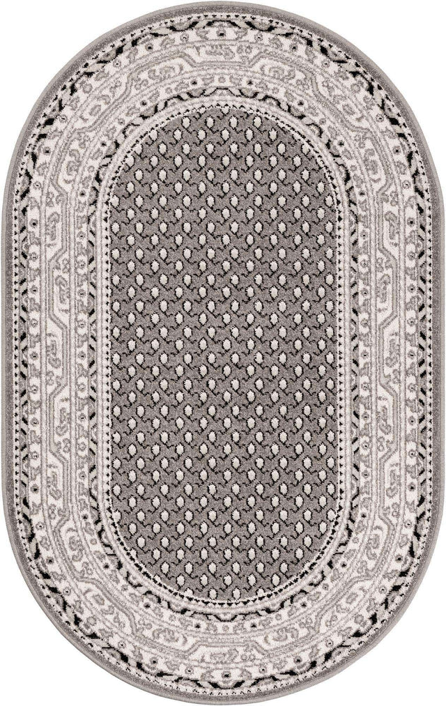 Gray 3' 3 x 5' 3 Williamsburg Oval Area Rug 100% Polypropylene With Cotton Backing Durable Easy Clean Stain Resistant Carpet for Sale at Rug Engine