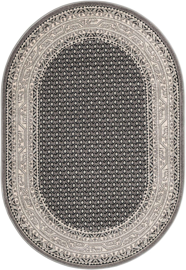 Gray 4' 1 x 6' 1 Williamsburg Oval Area Rug 100% Polypropylene With Cotton Backing Durable Easy Clean Stain Resistant Carpet for Sale at Rug Engine