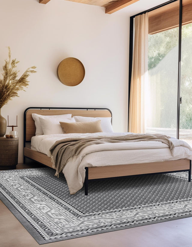 Gray 5' 3 x 5' 3 Williamsburg Square Area Rug 100% Polypropylene With Cotton Backing Durable Easy Clean Stain Resistant Carpet for Sale at Rug Engine