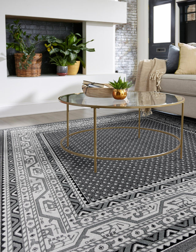 Gray 5' 3 x 5' 3 Williamsburg Square Area Rug 100% Polypropylene With Cotton Backing Durable Easy Clean Stain Resistant Carpet for Sale at Rug Engine