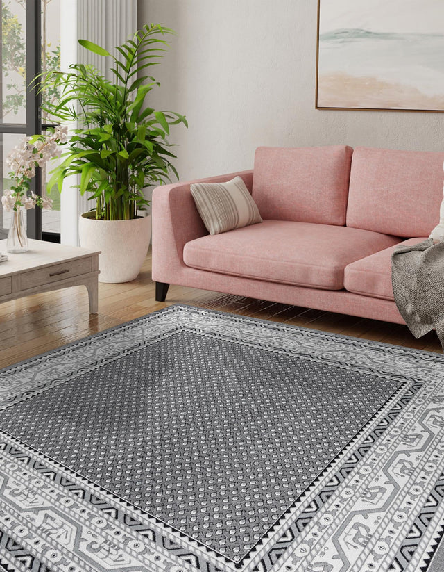Gray 10' x 10' Williamsburg Square Area Rug 100% Polypropylene With Cotton Backing Durable Easy Clean Stain Resistant Carpet for Sale at Rug Engine