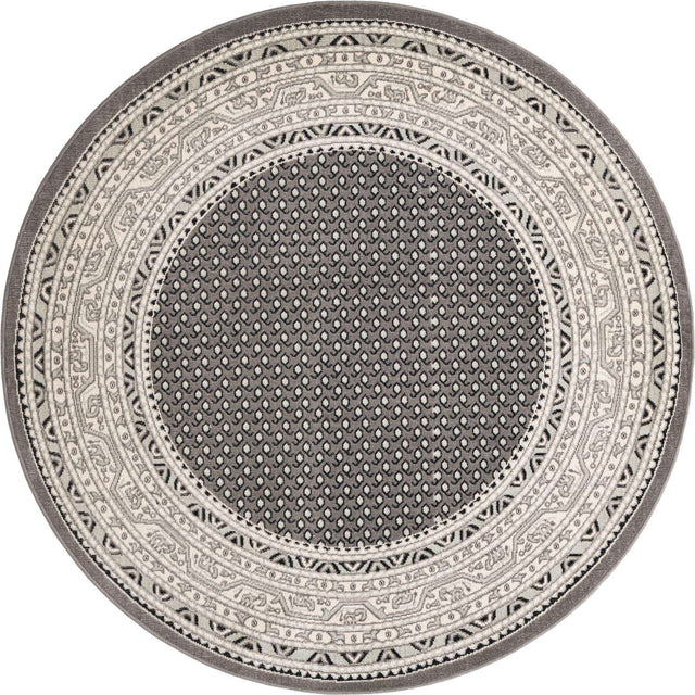Gray 6' 1 x 6' 1 Williamsburg Round Area Rug 100% Polypropylene With Cotton Backing Durable Easy Clean Stain Resistant Carpet for Sale at Rug Engine