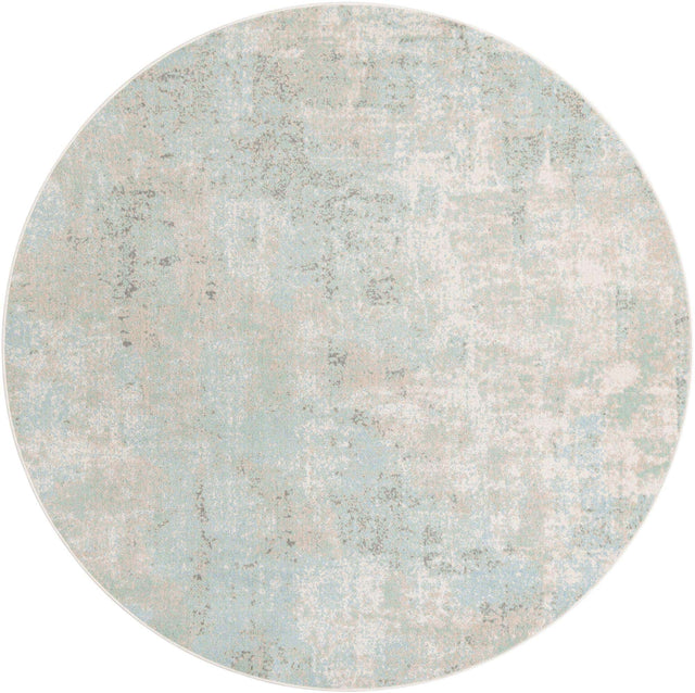 Teal 7' 10 x 7' 10 Lotus Round Area Rug 100% Polypropylene Modern Contemporary Colorful Carpet Easy Clean for Living Room, Kitchen, Dining, Office for Sale at Rug Engine