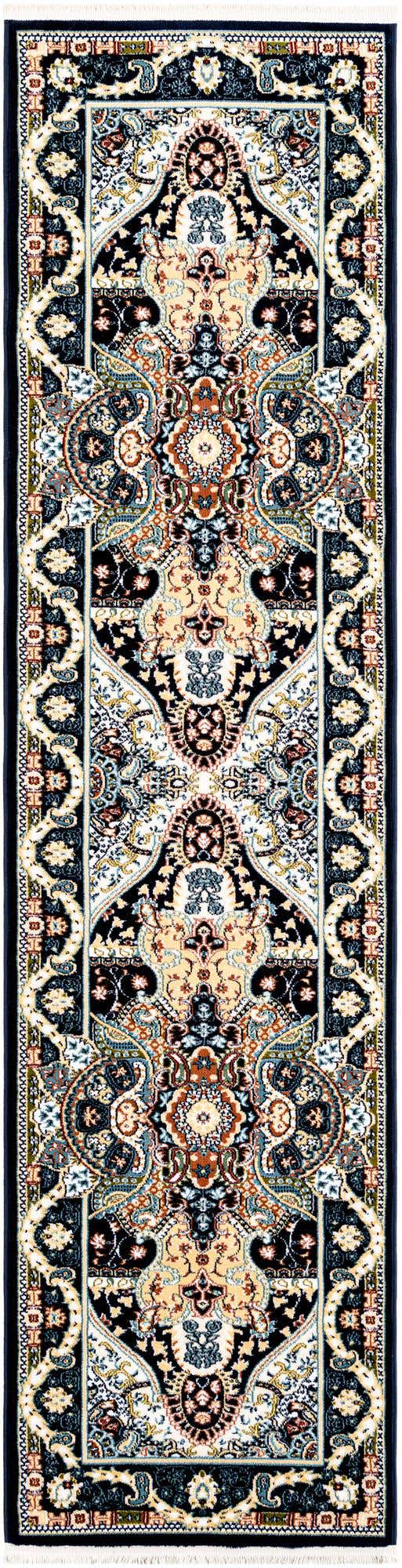 Navy Blue 2' x 8' Narenj Runner Area Rug 85% Polypropylene & 15% Polyester Traditional Classic Carpet for Living, Dining, Bedrooms, Office for Sale at Rug Engine
