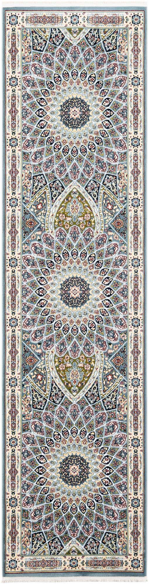 Blue 2' 7 x 10' Narenj Runner Area Rug 85% Polypropylene & 15% Polyester Traditional Classic Carpet for Living, Dining, Bedrooms, Office for Sale at Rug Engine