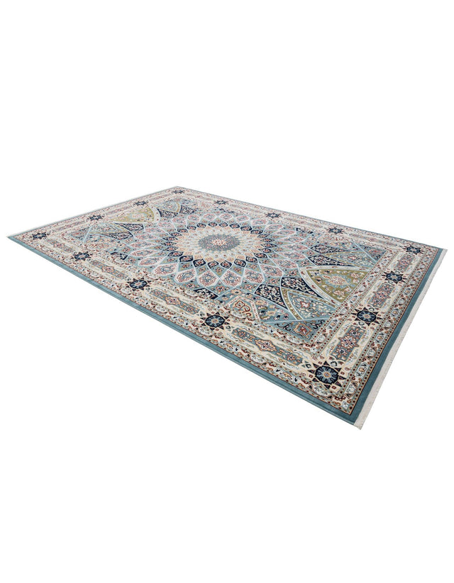 Blue 7' 1 x 10' Narenj Rectangle Area Rug 85% Polypropylene & 15% Polyester Traditional Classic Carpet for Living, Dining, Bedrooms, Office for Sale at Rug Engine