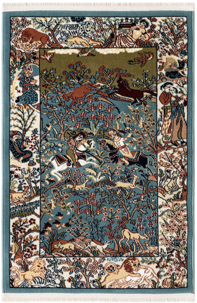 Blue 2' x 3' 1 Narenj Rectangle Area Rug 85% Polypropylene & 15% Polyester Traditional Classic Carpet for Living, Dining, Bedrooms, Office for Sale at Rug Engine