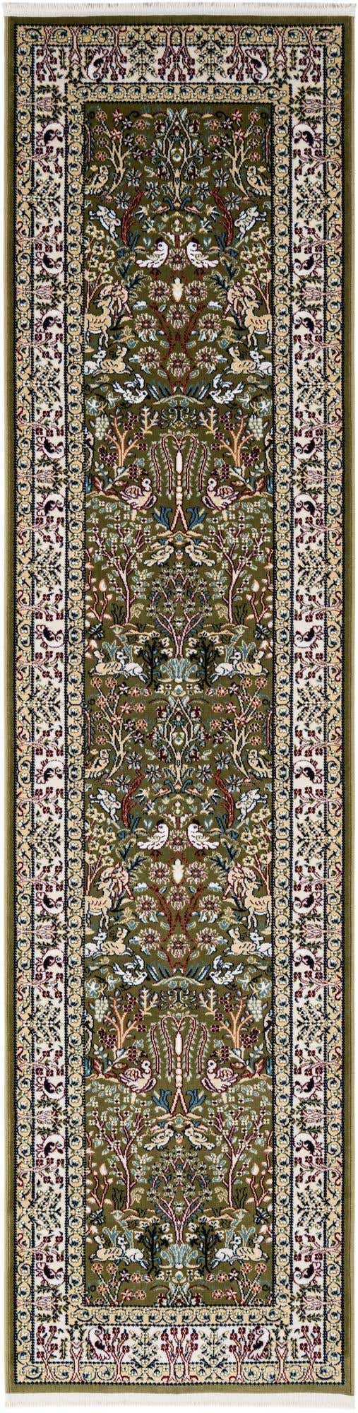 Green 2' 7 x 10' Narenj Runner Area Rug 85% Polypropylene & 15% Polyester Traditional Classic Carpet for Living, Dining, Bedrooms, Office for Sale at Rug Engine